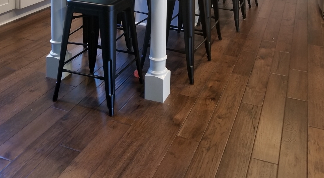Hand Scraped Hickory Old Mountain Prefinished Solid wood floor install photo